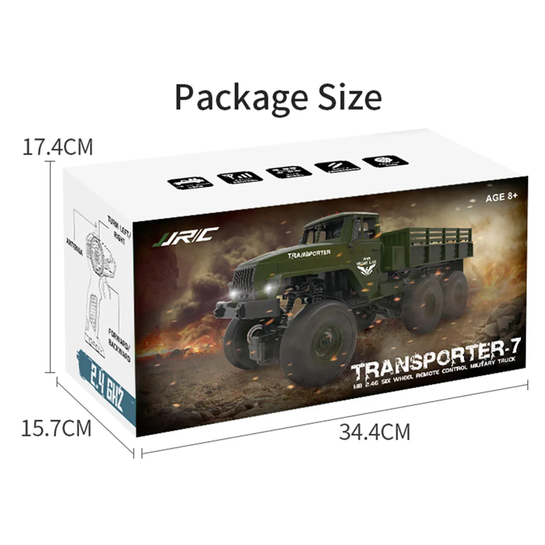 1:18 2,4G 10км/ч RC военный грузовик RC шесть-колесо грузового автомобиля дистанционного Управление игрушка для детей-Dongfeng № 7 зеленый