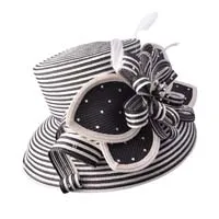 Свадебная Кентукки Дерби церковь Даунтон аббатство перо плетеная шляпа модная шляпа гонки шляпа S10-3704 - Цвет: White-BlackBRAI