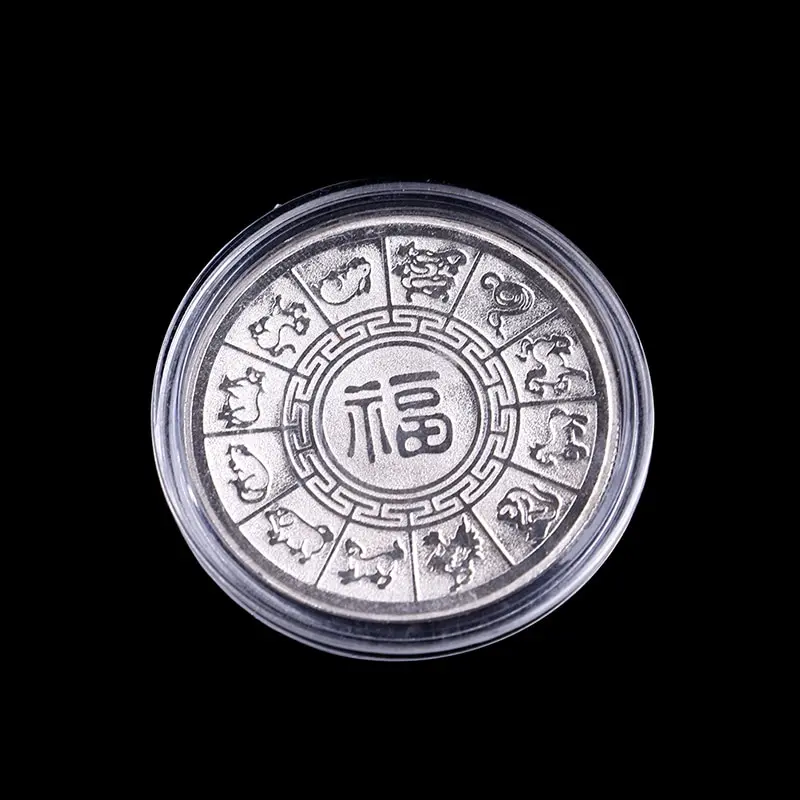 Поросенок серии Lucky Посеребренная памятная монета подарок на день рождения - Фото №1