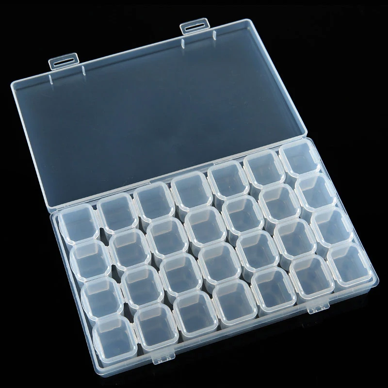 Дизайн ногтей украшения чехол для хранения 28 Отсек пустая коробка прозрачный гвозди Аксессуары Блеск Стразы контейнер, инструменты