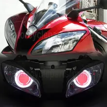 Мотоцикл Полная сборка фары проектор Красный демон глаза белый Ангел глаз Hi/Lo для Yamaha YZF R6 YZF-R6 YZFR6 2006 2007