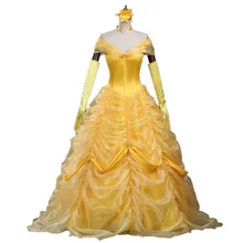 

Cartoon Cosplay Women Halloween Princess Costume beauty and the beast Belle Dress Adult Princess Belle Costume