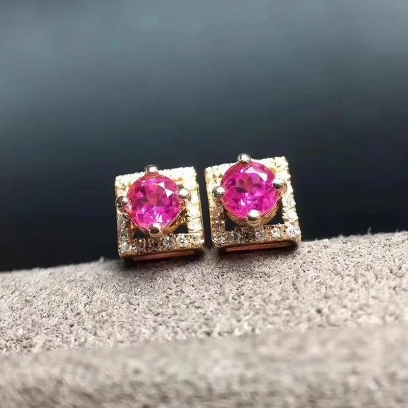 Женские серьги гвоздики из серебра 925 пробы с рубином 3 мм|stud earrings|jewelry silver earringsjewelry