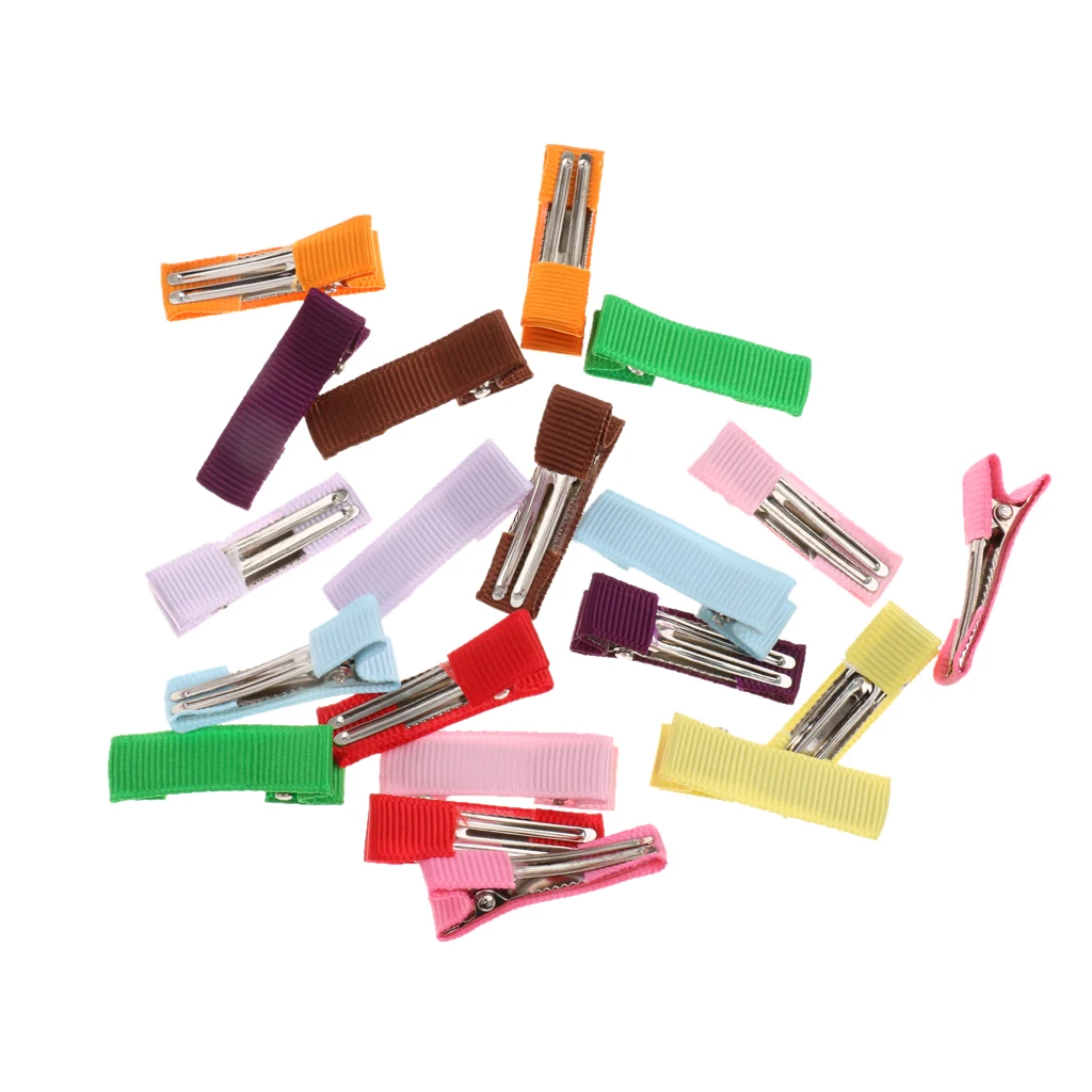 Cute 20Pcs/Lot  DIY Girls Children Baby Kids Fashion Accessories Solid Ribbon Covered Alligator Hair Clips Hairpins