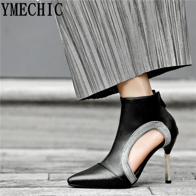 YMECHIC 2019 винтажные клетчатые сексуальные летние ботильоны на тонком высоком