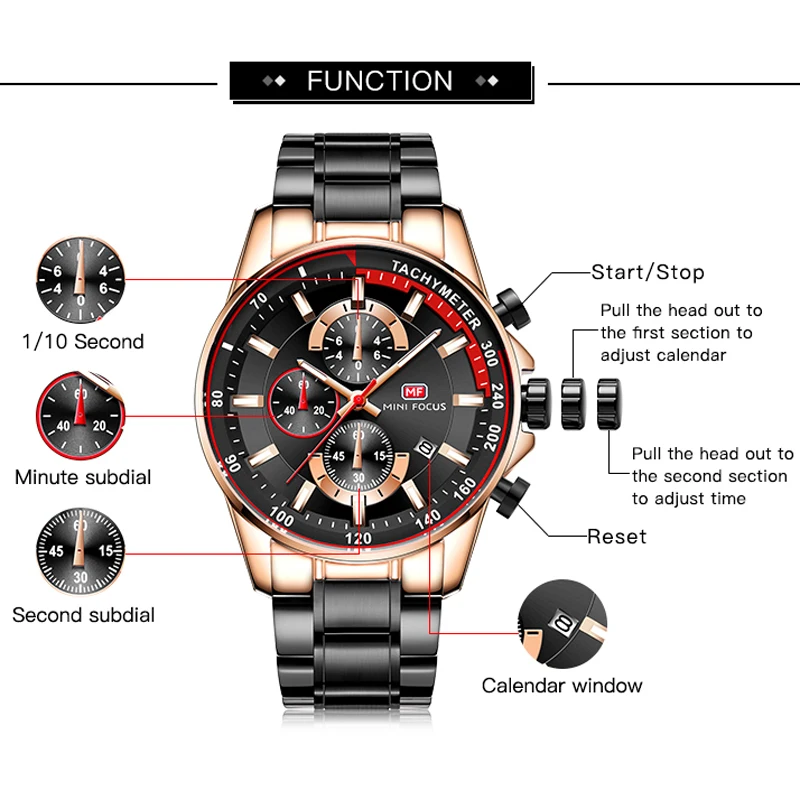 MINIFOCUS Watch Men Fashion Sport Quartz Clock Mens Watches Top Brand Luxury Business Waterproof Watch Relogio Masculino Relojes