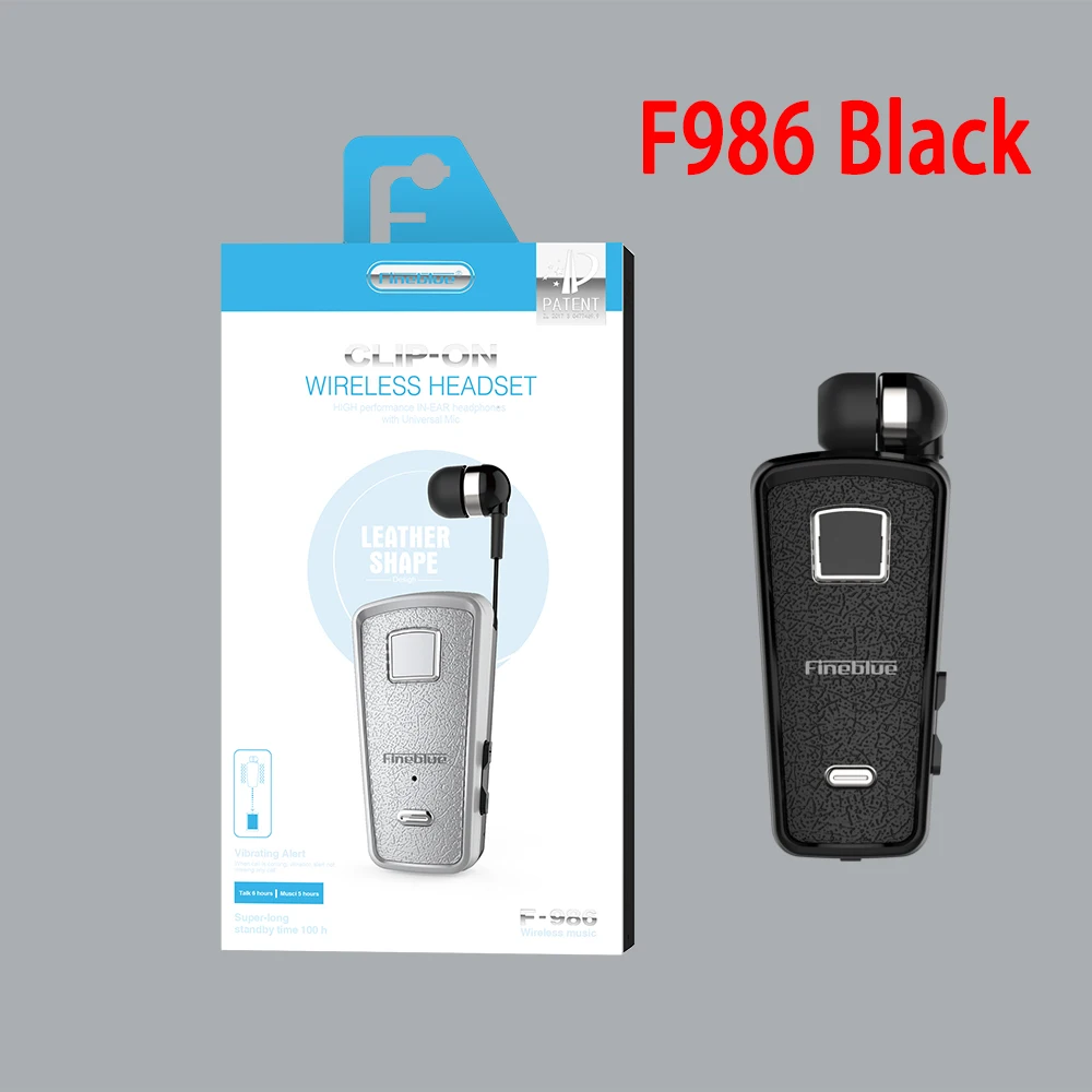 Fineblue F986 Новые Bluetooth наушники-вкладыши с микрофоном гарнитура мини беспроводные наушники вибрация, чтобы напоминать - Цвет: Retail Box Black
