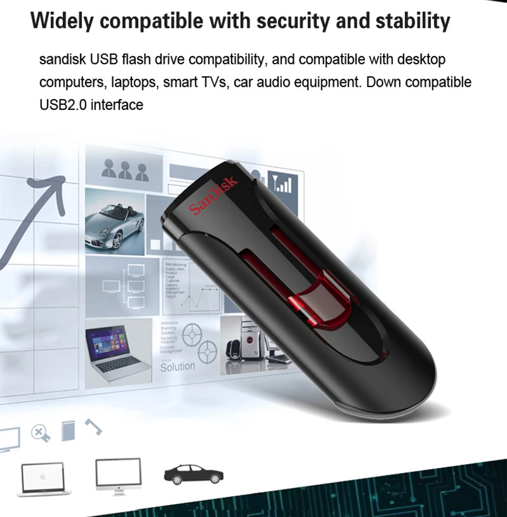 SanDisk CZ600 USB флеш-накопитель 16 ГБ 32 ГБ 64 Гб 128 ГБ флеш-накопитель USB 3,0 Флешка флешдиск USB ключ U диск для ПК