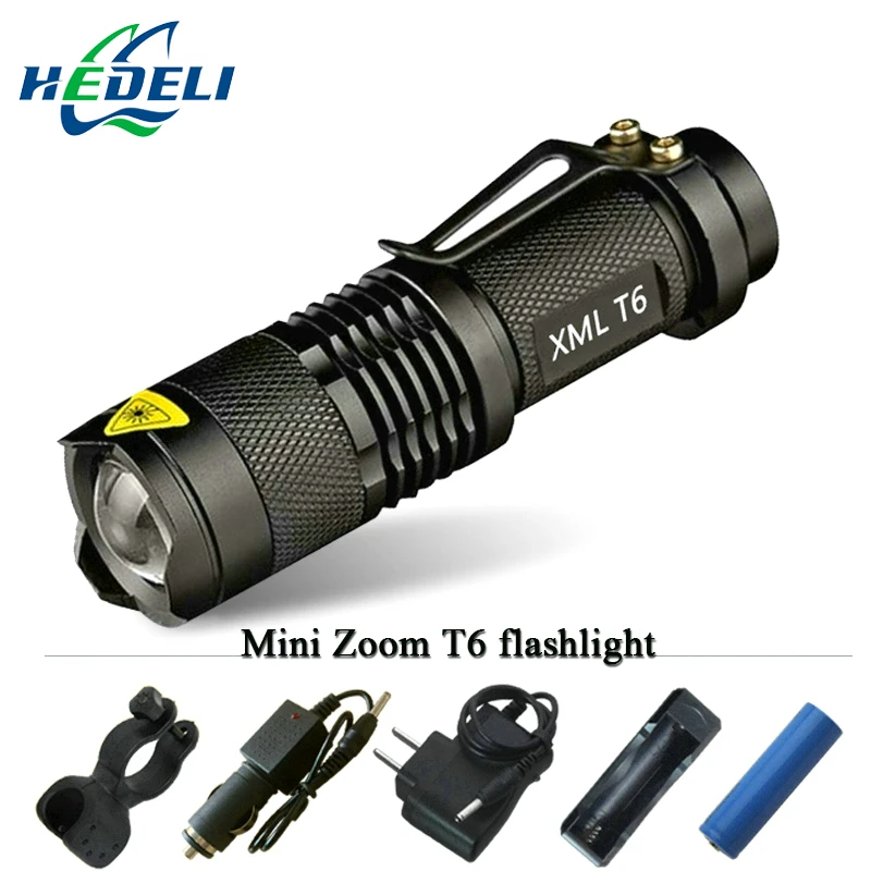 Мини cree xm l t6 светодиодный Мощный фонарик масштабируемый 3000 люмен 5 режимов Лампа