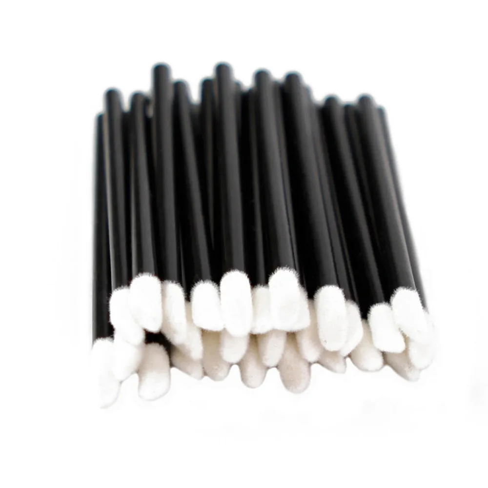 01 Black 100pcs 100/50 шт Одноразовые женские кисти для макияжа кисть для губной помады глянцевые палочки Аппликатор теней для век Косметические аксессуары для макияжа - Handle Color: 01 Black 100pcs