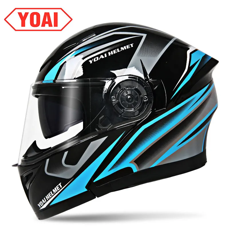 YOAI moto rcycle шлем двойной vsior анфас мото шлемы Filp Up Casco Racing Capacete с внутренним солнцезащитным козырьком - Цвет: 13