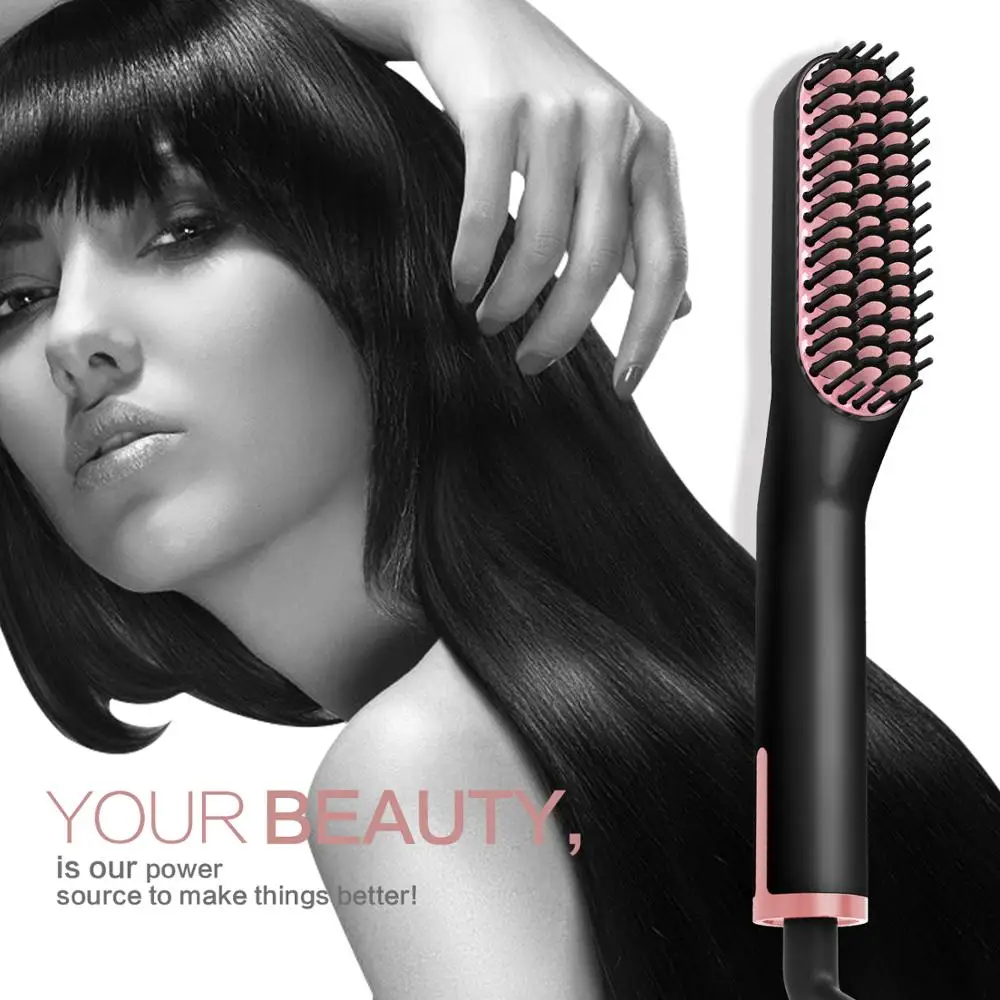

New Fashion Multifunctional Hair Comb Quick Beard Straightener Curling Curler Show Cap Men Beauty Hair Styling Tool