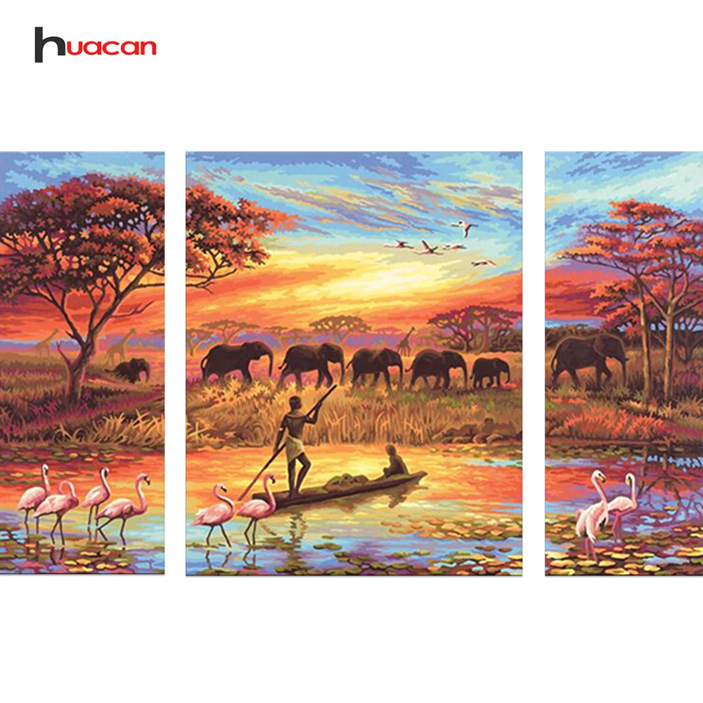 

Huacan 3pcs Diamond Embroidery Tree And Animal DIY Full Square Crystal Diamond Mosaic Scenery Painting Home Decorative Gifts 5D