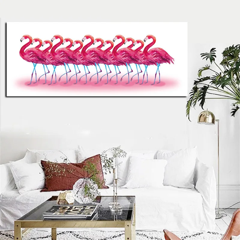 

HD Print Abstract Pink Flamingos Tropical Jungle Bird Tropical Oil Painting on canvas for Living Room Sofa Home Cuadros Decor