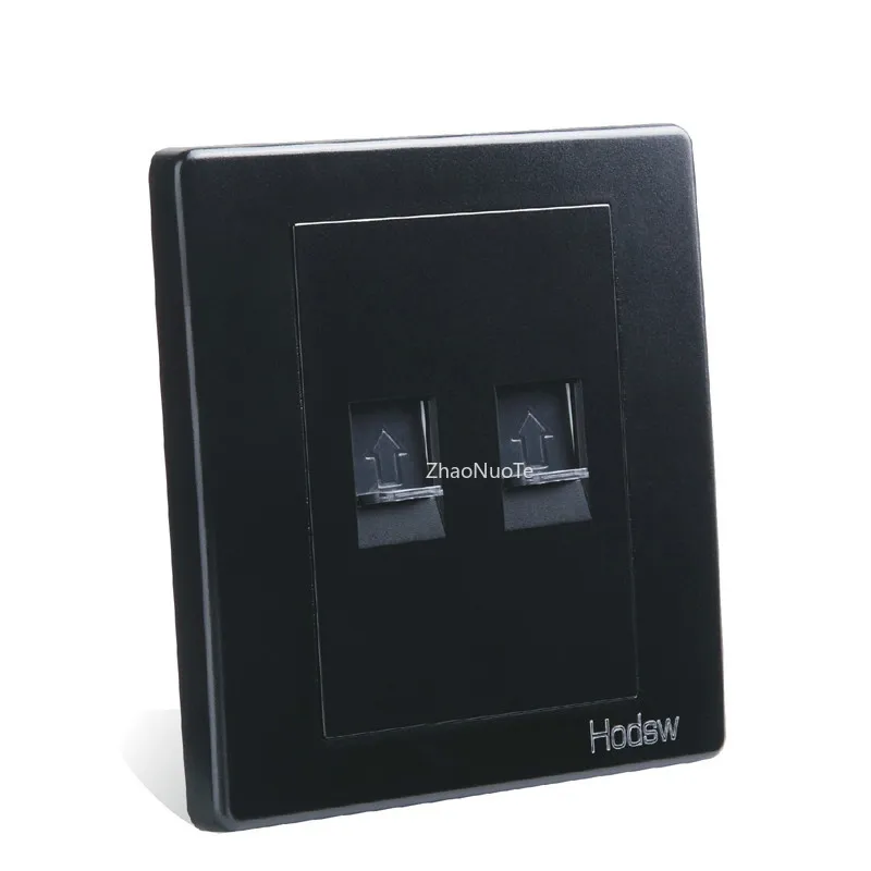 

2pcs Black Double Computer Network Socket Cable Outlet Type 86 Switch Power Supply Wall Electric Socket