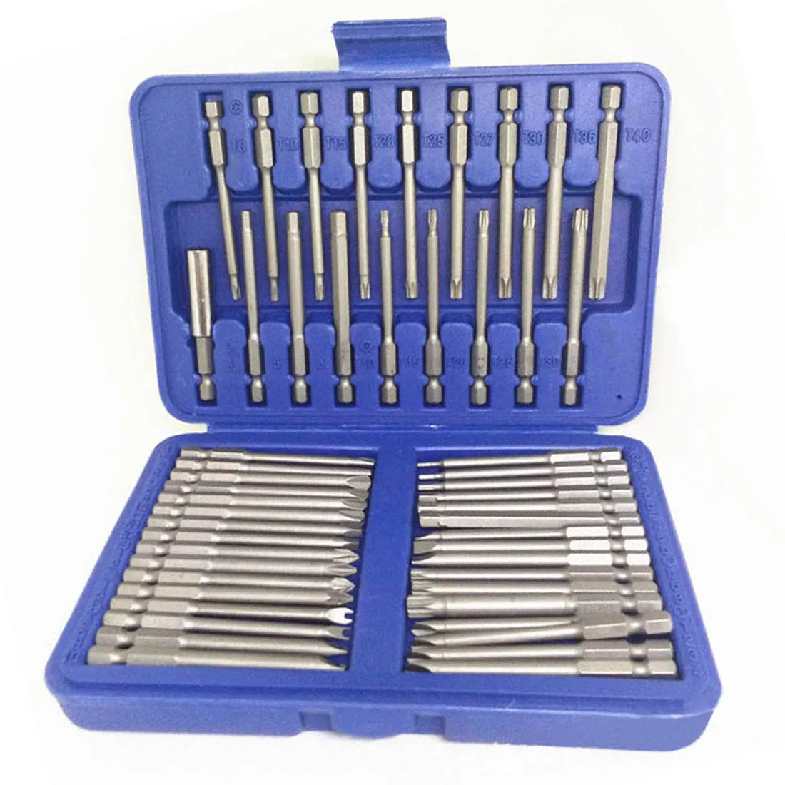 

50PC Extra Long Bit Set 75mm Long Cr-V Quick Release Screwdriver Bit Holder Security Bit Set Torx Hex Bit