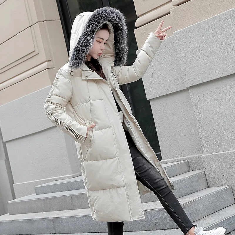 New Cotton Jacket Female 2019 Autumn Winter parkas Korean Long Warm Outerwear Coat Women Hooded Fur Collar Down Cotton Coat N733 New Cotton Jacket Female 2019 Autumn Winter parkas Korean Long Warm Outerwear Coat Women Hooded Fur Collar Down Cotton Coat N733