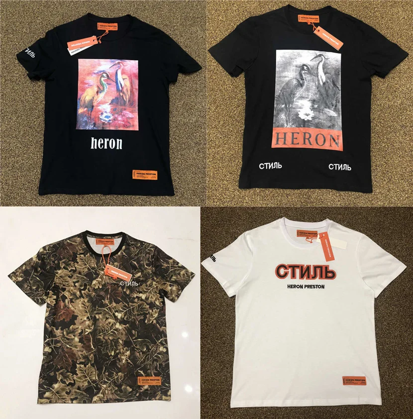 

Heron Preston T Shirt 19SS Red-Crowned Crane CTNNB Embroidery Heron Preston T-Shir Summer Style Heron Preston Top Tees