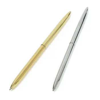 

1pc Gold And Silver Color Superfine Rod Rotating Ballpoint Pen Slim Metal Ballpen Office Supplies Business Writing Gift