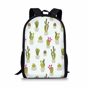 

THINK Cartoon Cactus Printing School Backpack Customize Shoulder Travel Casual Bags High Quality High School Book Packs For Girl