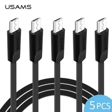 5 шт./лот Кабель Microusb, USAMS кабель для синхронизации данных Micro USB кабель для samsung xiaomi huawei Android мобильный телефон 5 usb шнур