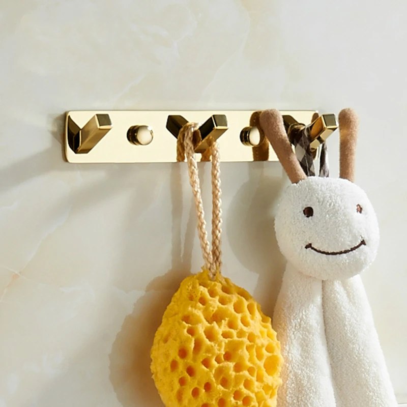 Modern Solid Brass Zirconium Gold Coat Hook Clothes Hook Copper Square