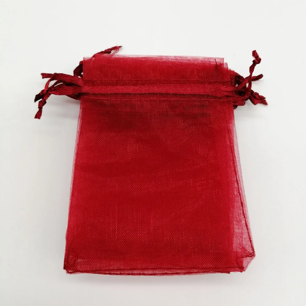 50 шт. подарочные сумки 5x7 см маленькие подарочные мешочки из органзы для упаковки дисплей сумка для хранения мешочки Свадебные украшения Рождественский подарок сумка Diy - Цвет: Wine Red