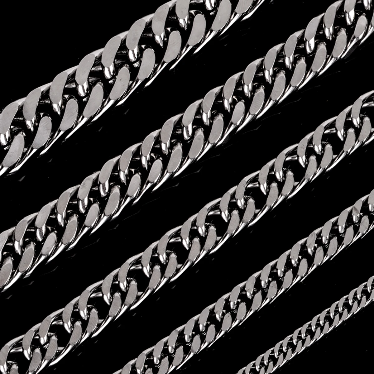 3mm/4mm/6mm/8mm/10mm/12mm Width Stainless Steel Chain Bracelet For Men Silver Color Bracelets & Bangles Vintage Hip Hop Jewelry