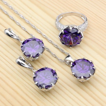 

Silver 925 Jewelry Kits For Bride Wedding Accessories Olive Green And White Cubic Zirconia Pendant Necklace Ring Drop Earrings