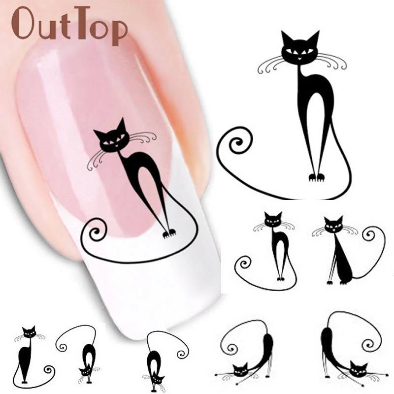 

Cat Water Transfer Slide Decal Sticker Nail Art Tips To Decor XF1442 for Women Beauty 2July19