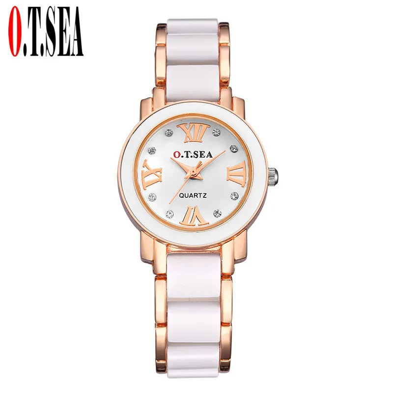 

Luxury O.T.SEA Brand Rose Gold Bracelet Watch Women Lady Fashion Crystal Dress Quartz Wristwatches Relogio Feminino 8066