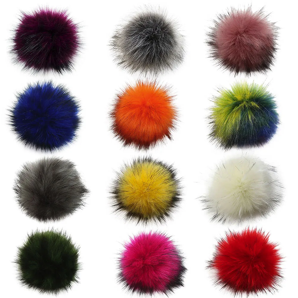

2019 new 10cm natural fox fur ball Pom Pom fluffy DIY winter hat Skullies Beanies knit hat pompom hat accessories without buckle