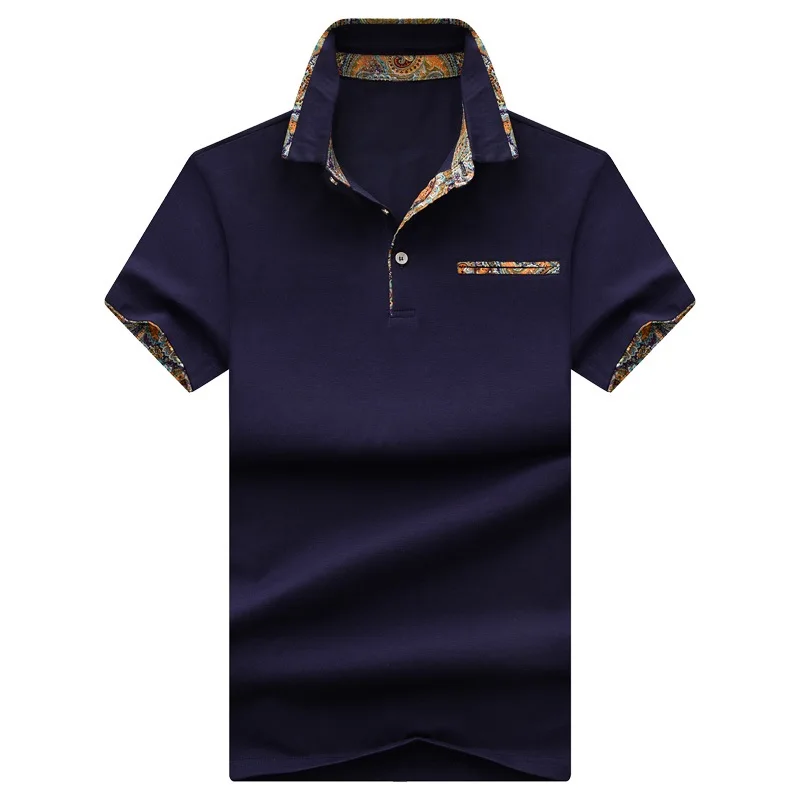 Хлопковая брендовая мужская рубашка поло Eden Park Повседневная Гольф уличная однотонная тонкая прошитая, с короткими рукавами Поло размер M-4XL; YA258 - Цвет: Navy