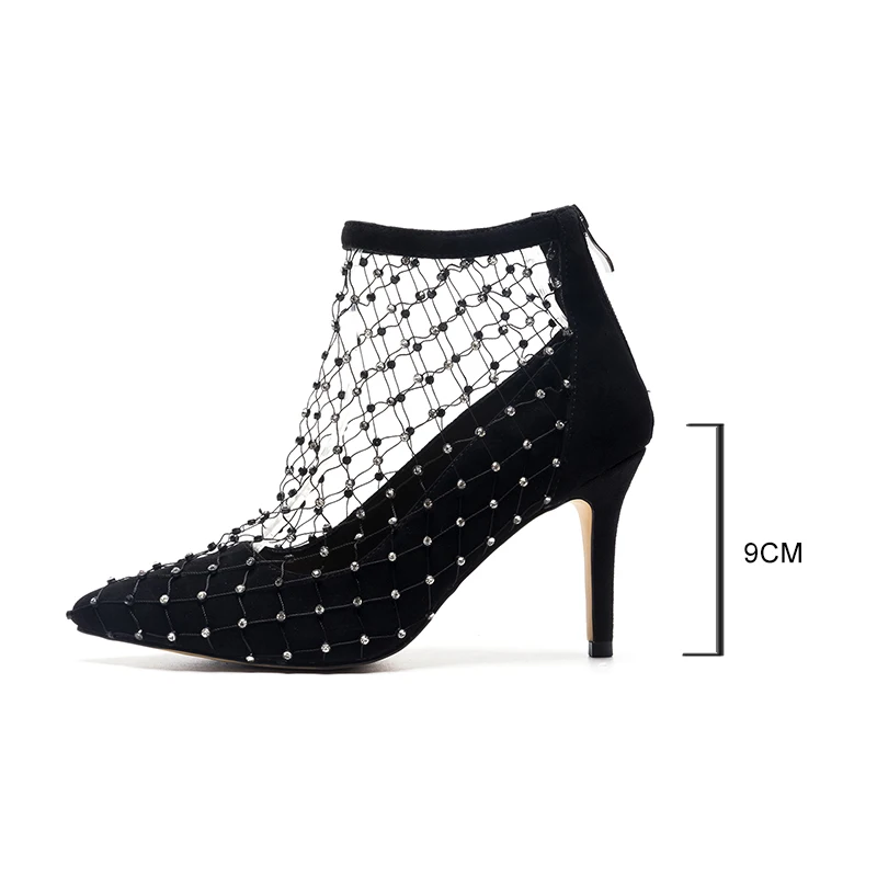 Talon Mode Zapatos Sexy Européenne Maille Chaussures Pompes Talons Mujer Pointu Bout Femme Élégante Femmes De Creux Lady Mince Black qvr7q1wH