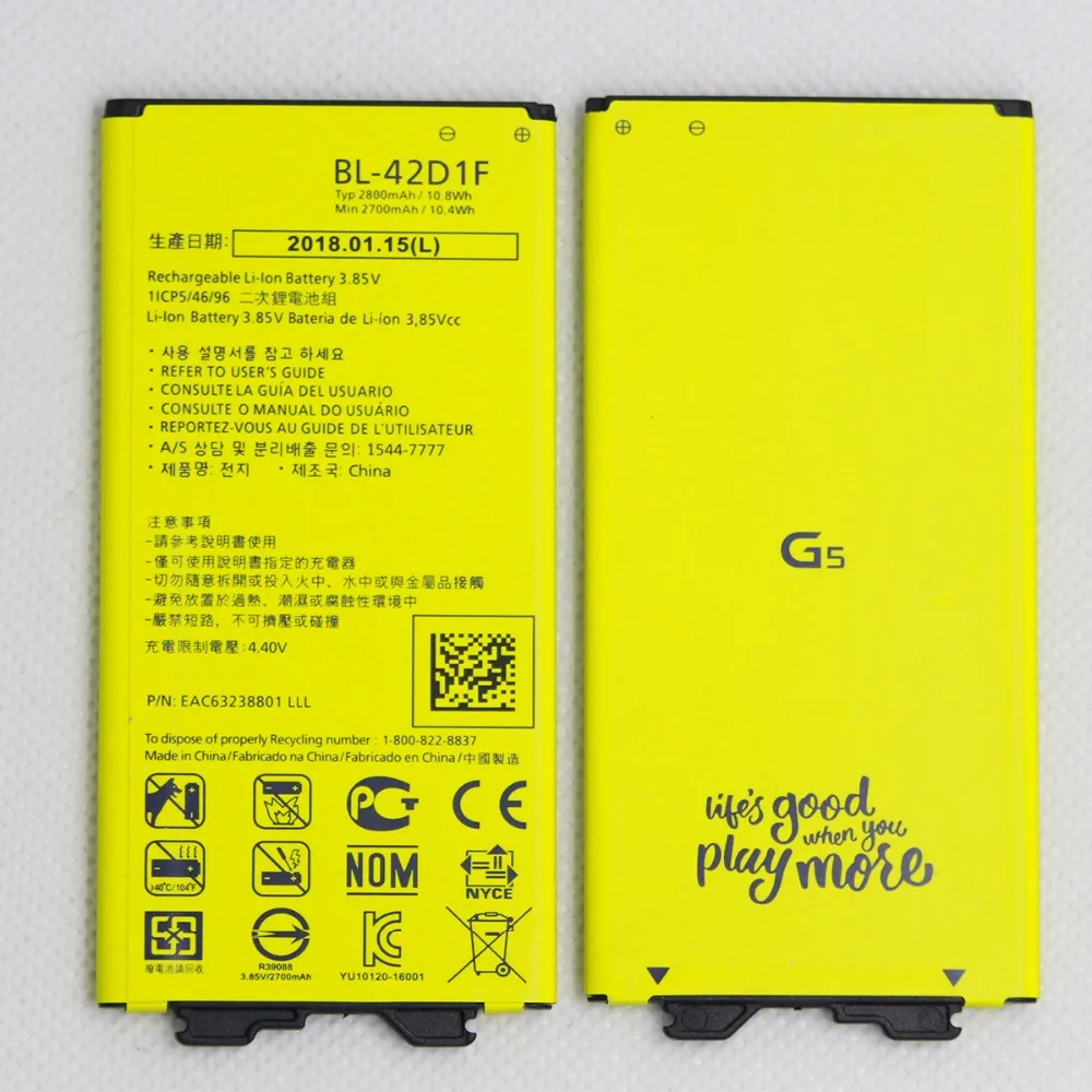 5 шт./лот Новая батарея для LG G5 VS987 US992 H820 H850 H868 H860 F700K 2800mAh BL 42D1F литиевая | Мобильные