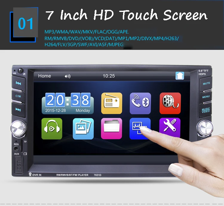 2 Din Bluetooth автомобильное радио 6 &quotбез рук USB/AUX/SD 12 языков сенсорный экран FM пульт