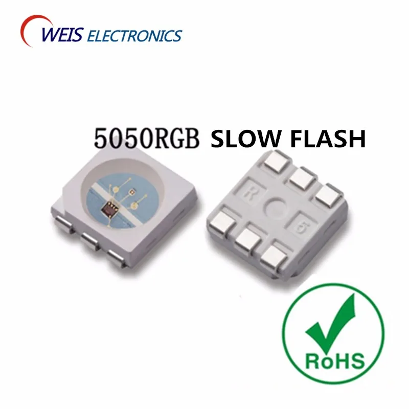 

20PCS 5.0*5.0MM 5050 RGB SLOW FLASH SMD 6PIN lamp LED RED BLUE GREEN Automatic flash Light beads WHOLESALE Free shipping