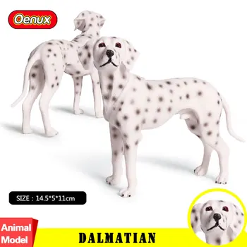 

Oenux Original 14.5X5X11cm Dalmatian Dog Action Figure Spotted Coach Dog Animal Simulation Model Figurine Collection Toy For Kid