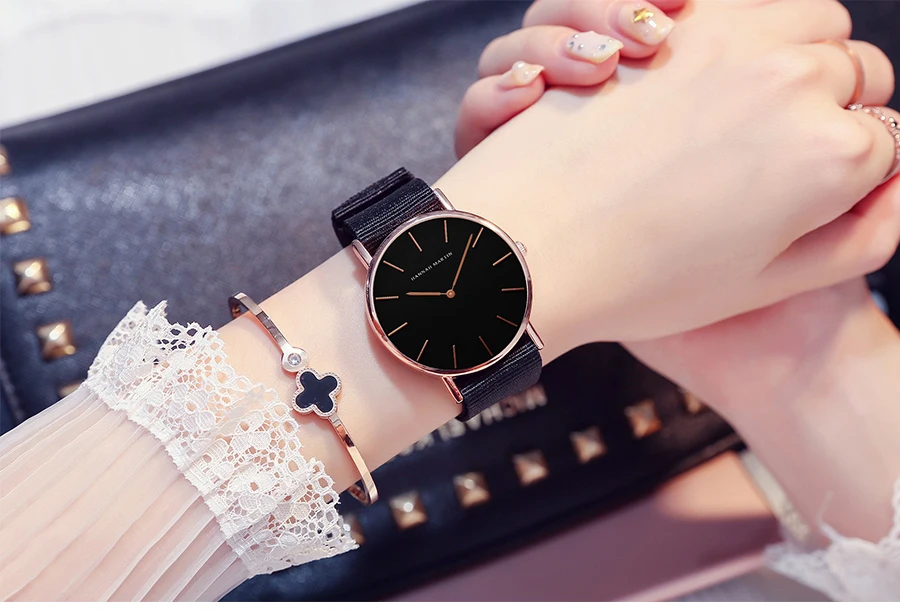 HANNAH MARTIN Брендовые Часы для женщин модные роскошные часы унисекс нейлон мужские кварцевые простые ультра тонкие наручные часы Relogio Masculino