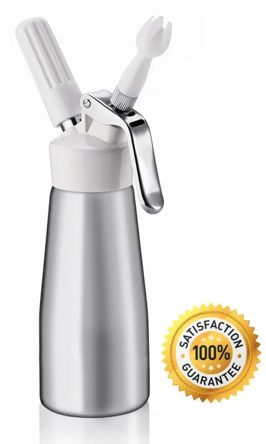 Whipped Cream Dispenser (0.5L), with 2 Decorating Nozzles - Uses Standard  N2O Cartridges - Silver Canister - AliExpress