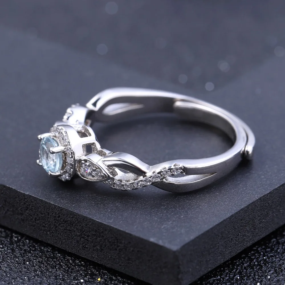 GEM'S BALLET, кольцо с натуральным небесно-голубым топазом, 925 пробы, серебряные Регулируемые кольца для женщин, подарок на свадьбу, обручение, хорошее ювелирное изделие
