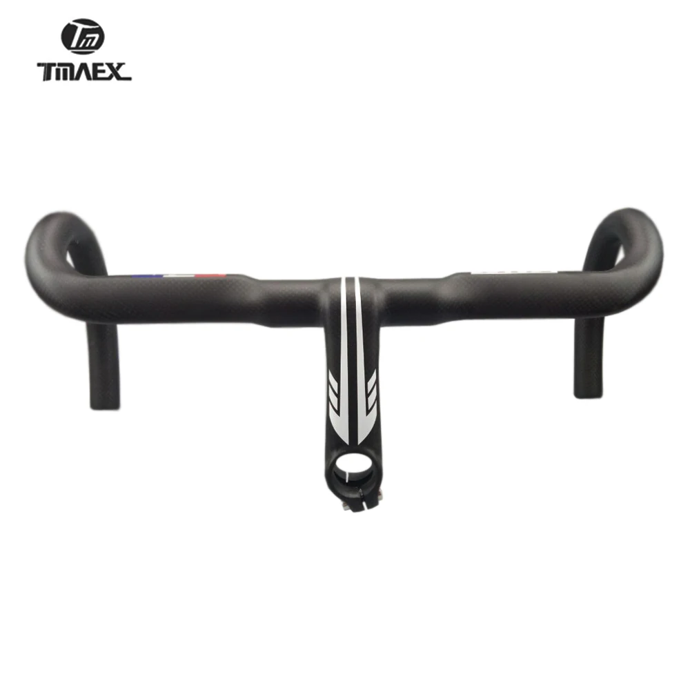 

TMAEX Carbon Road Bicycle Handlebar and Stem Integrated Handlebar 28.6MM 3K Carbon Handlebar Bicycle Accessories Ultra light