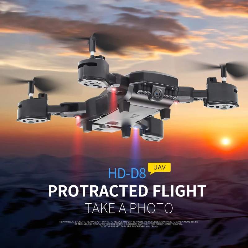 Радиоуправляемый вертолет мини Дрон D8 складной с камерой HD 480 P/720 P Квадрокоптер