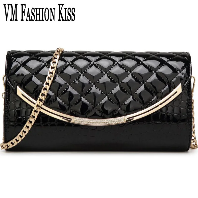 VM FASHION KISS лакированная кожа бриллиантовая решетка роскошные сумки женские