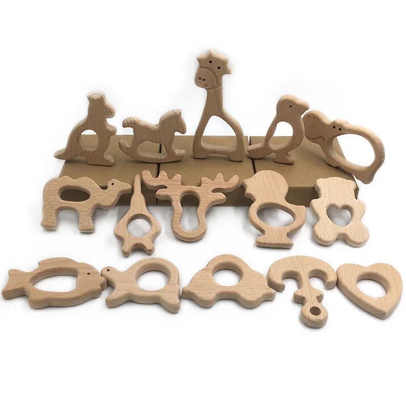 

1pc/lot Organic Baby Teether Wooden Teether Natural Teething Grasping Toy Baby Shower Gift Toddler Teether Newborn