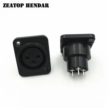

100Pcs 3 Pin XLR Connector Panel Mount Female Square Jack Receptacle Nickel Plated Pins PCB Female 3Pin XLR Connector