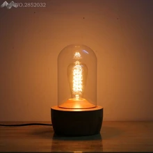 Лофт Современный Настольный Светильник E27 держатель EDISON ЛАМПЫ, дерево База свет, диммер Управление Настольные лампы, бар Главная Освещение светильник Декор