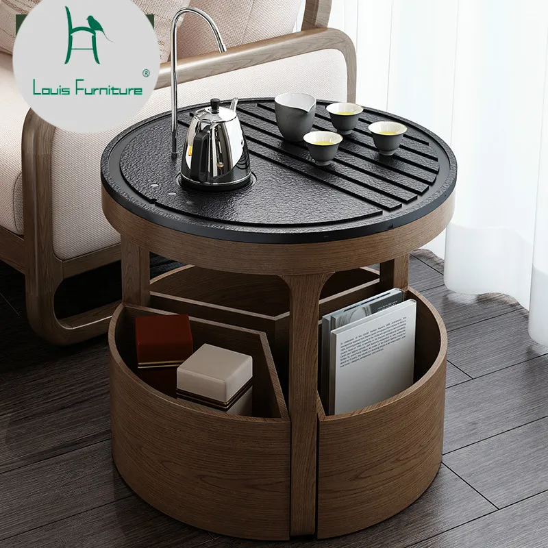 

Louis Fashion Tea Table Automatic Water Float Window Small Simple Modern Solid Wood Multi Functional Furniture
