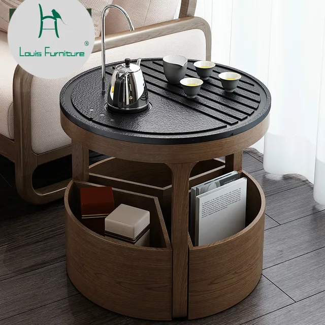 Louis Fashion Tea Table Automatic Water Float Window Small Simple Louis Fashion Tea Table Automatic Water Float Window Small Simple Modern Solid Wood Multi Functional Furniture