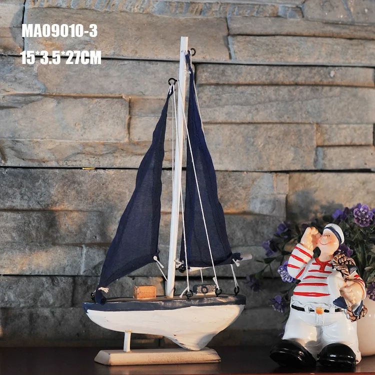 Деревянная модель корабля Miniatur морской ручной работы резная деревянная лодка синий парусный корабль украшения Морской Декор домашние ремесла подарок
